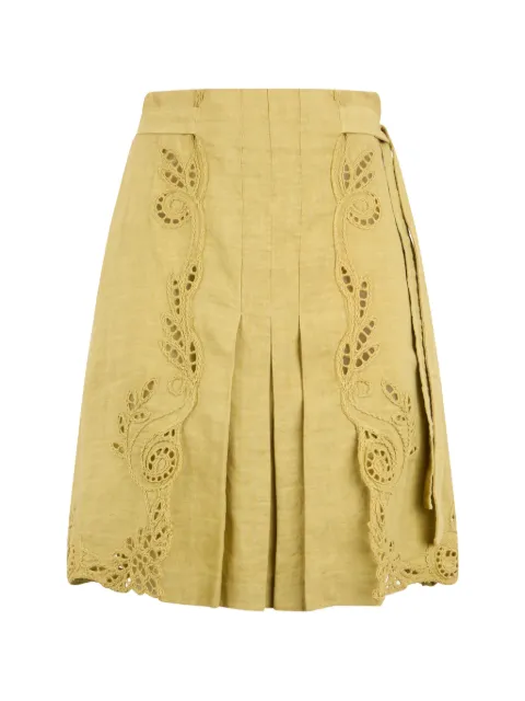 Alberta Ferretti falda midi con bordado inglés y diseño con pliegues
