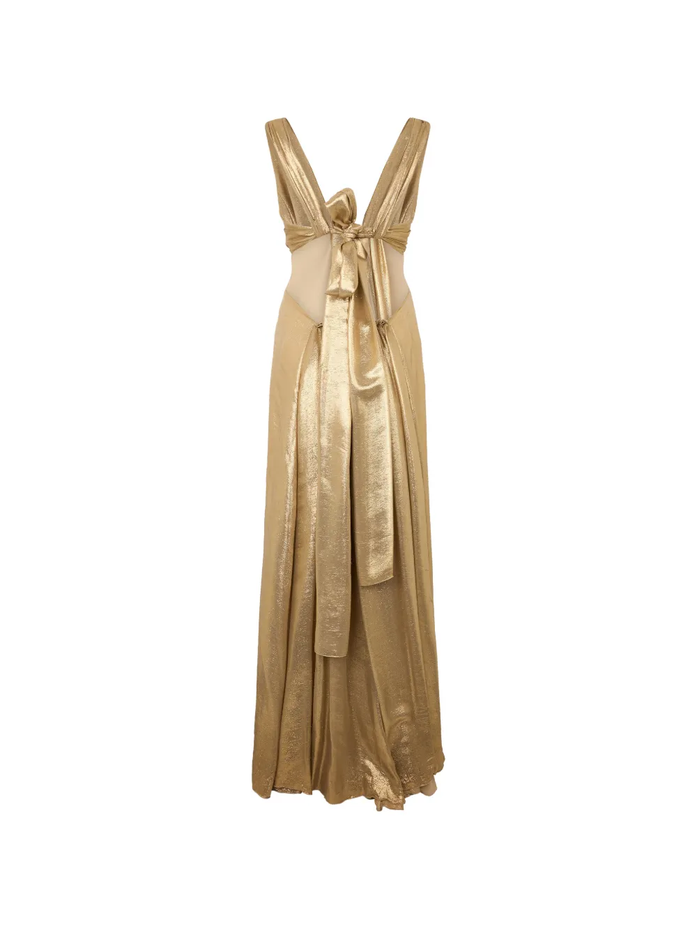 Alberta Ferretti knot-detail sleeveless maxi dress - Gold