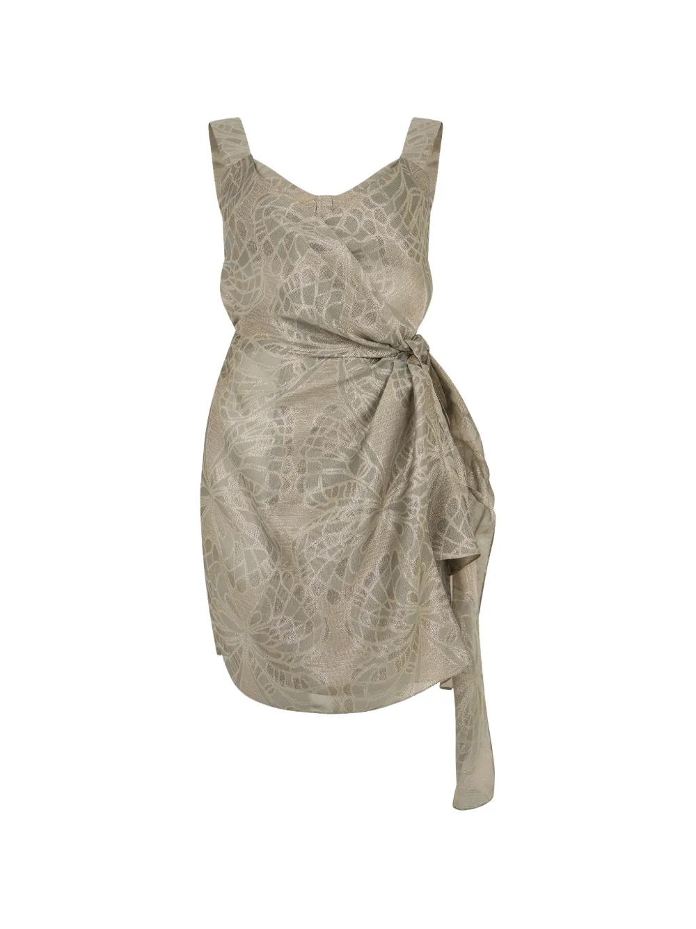 Alberta Ferretti jacquard-effect knotted-waist party dress - Toni neutri