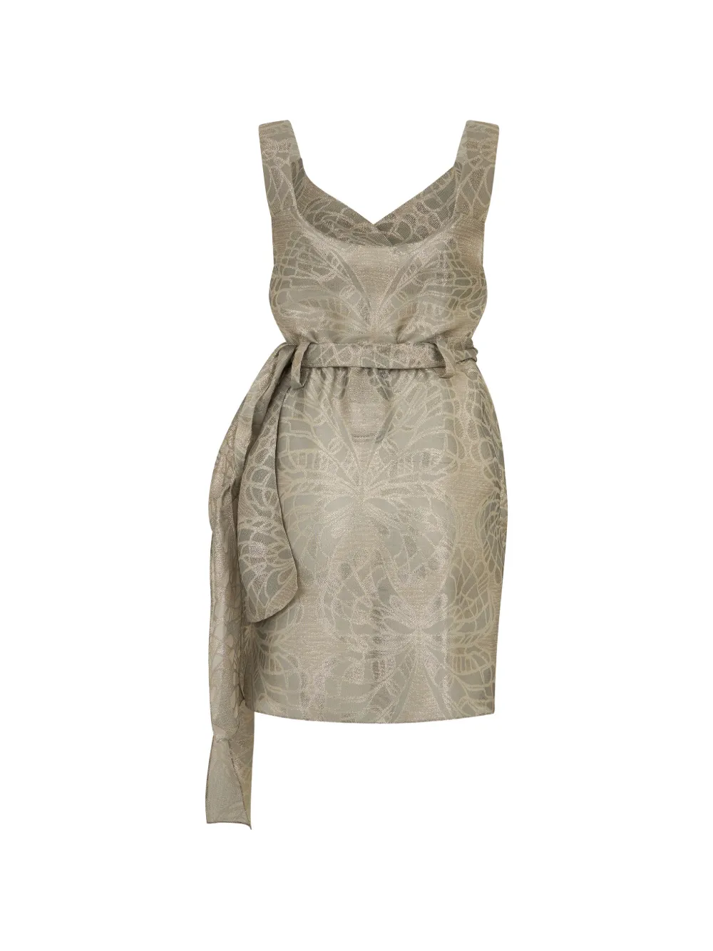 Alberta Ferretti Jurk met geknoopte taille en jacquard-effect Beige