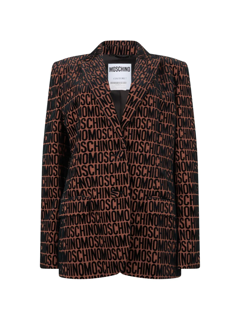 Moschino logo-pattern single-breasted blazer - Marrone