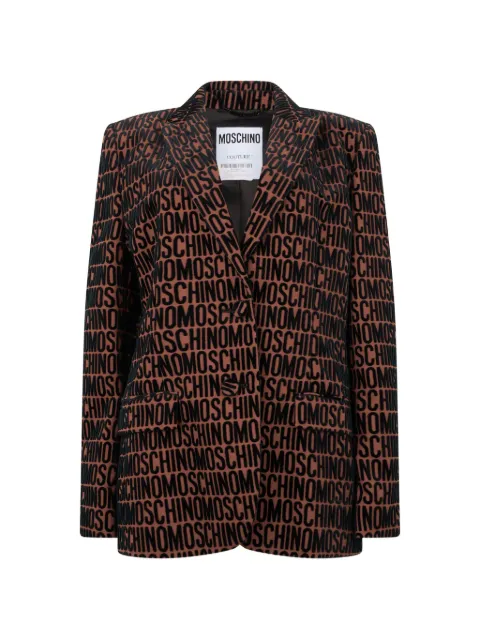 Moschino logo-pattern single-breasted blazer