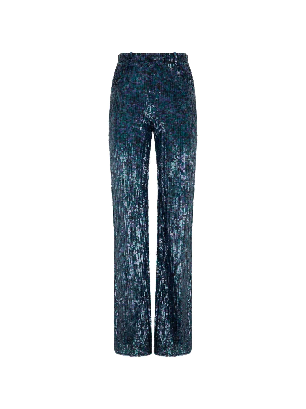 Alberta Ferretti sequin-embellishment straight-leg trousers - Blu