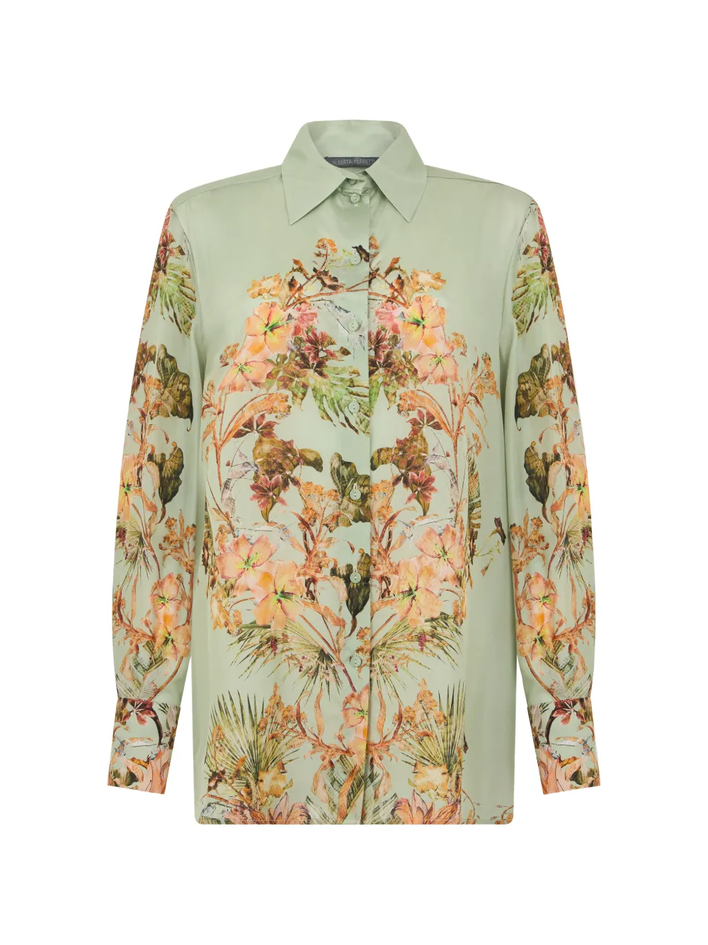 Alberta Ferretti floral-print silk shirt - Verde