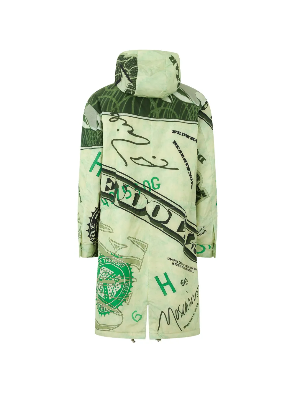 Moschino Jas met capuchon en bankbiljet-print Groen