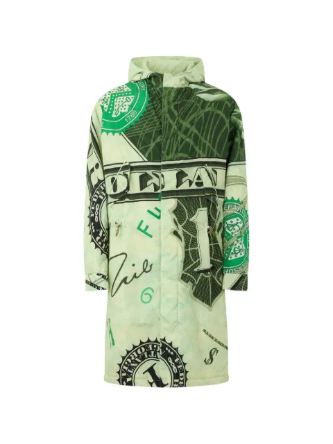 Moschino banknote-print hooded coat