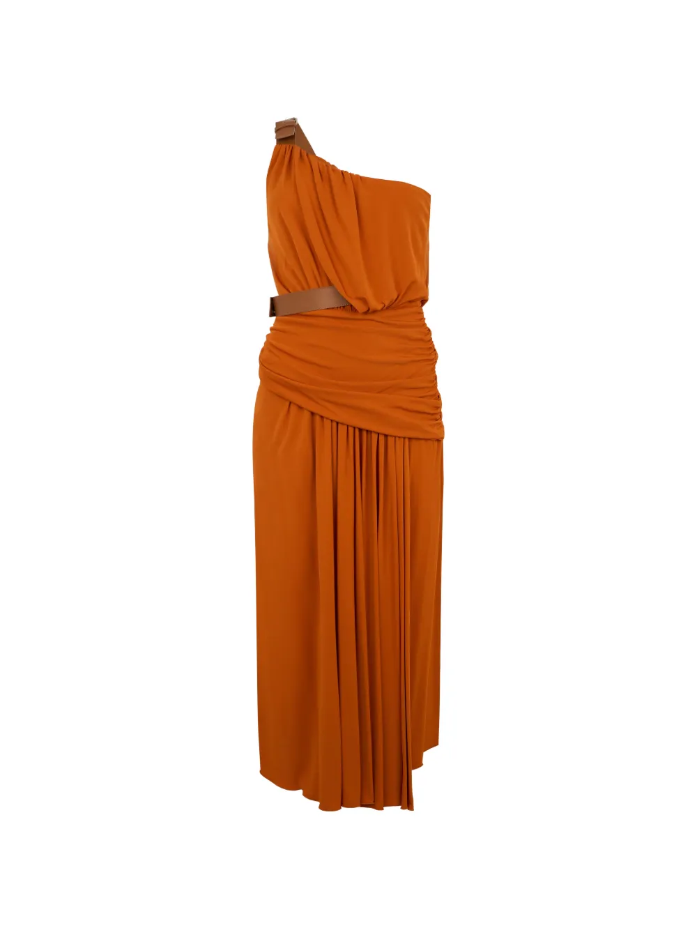 Alberta Ferretti belted one-shoulder midi dress - Arancione