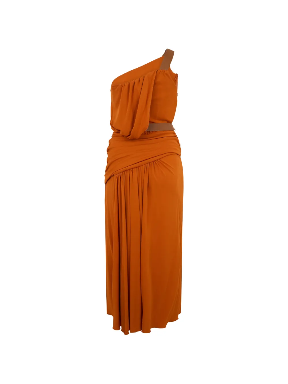Alberta Ferretti Asymmetrische midi-jurk met ceintuur Oranje