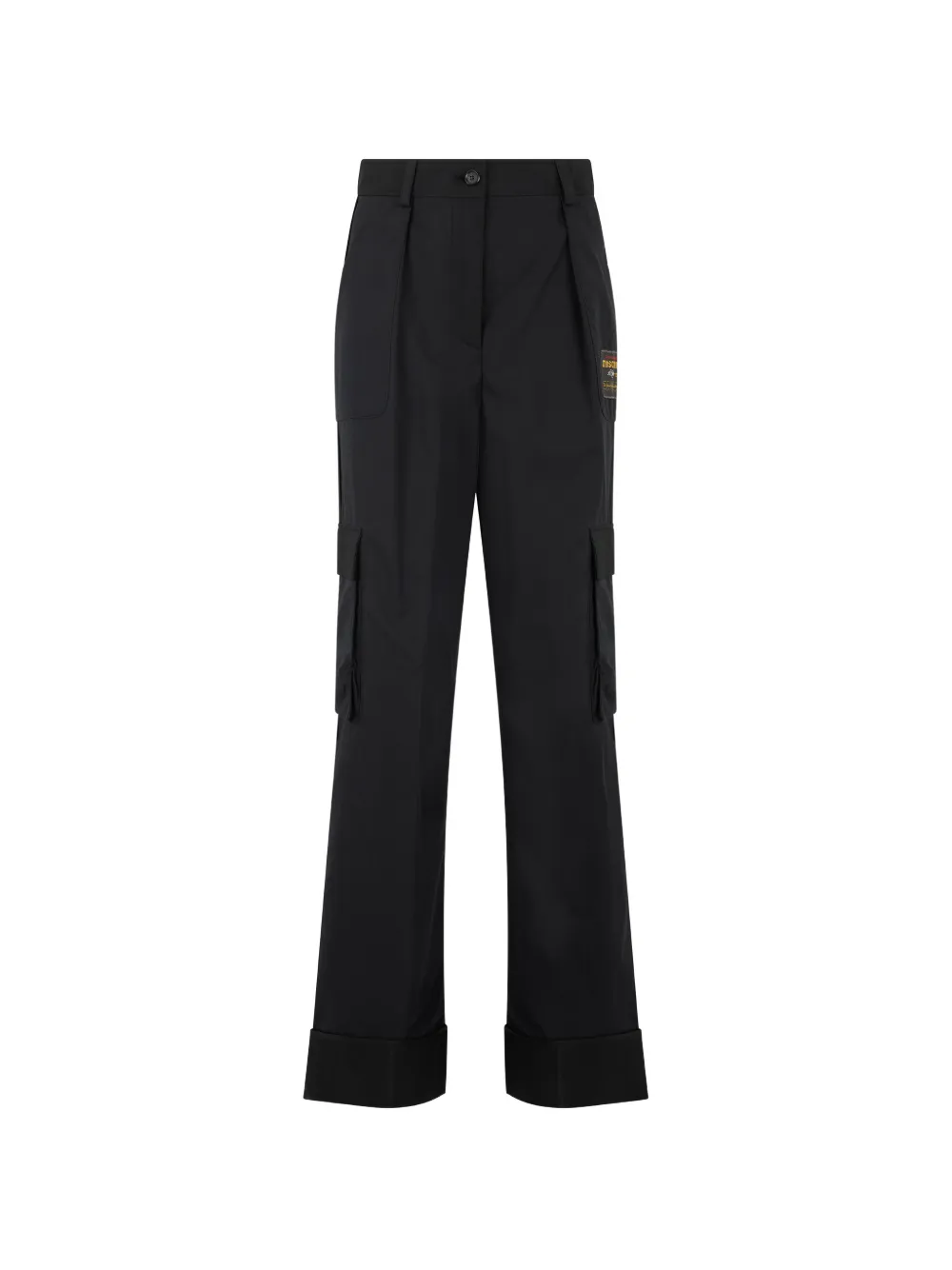 Moschino logo-patch cargo-pockets flared trousers - Schwarz