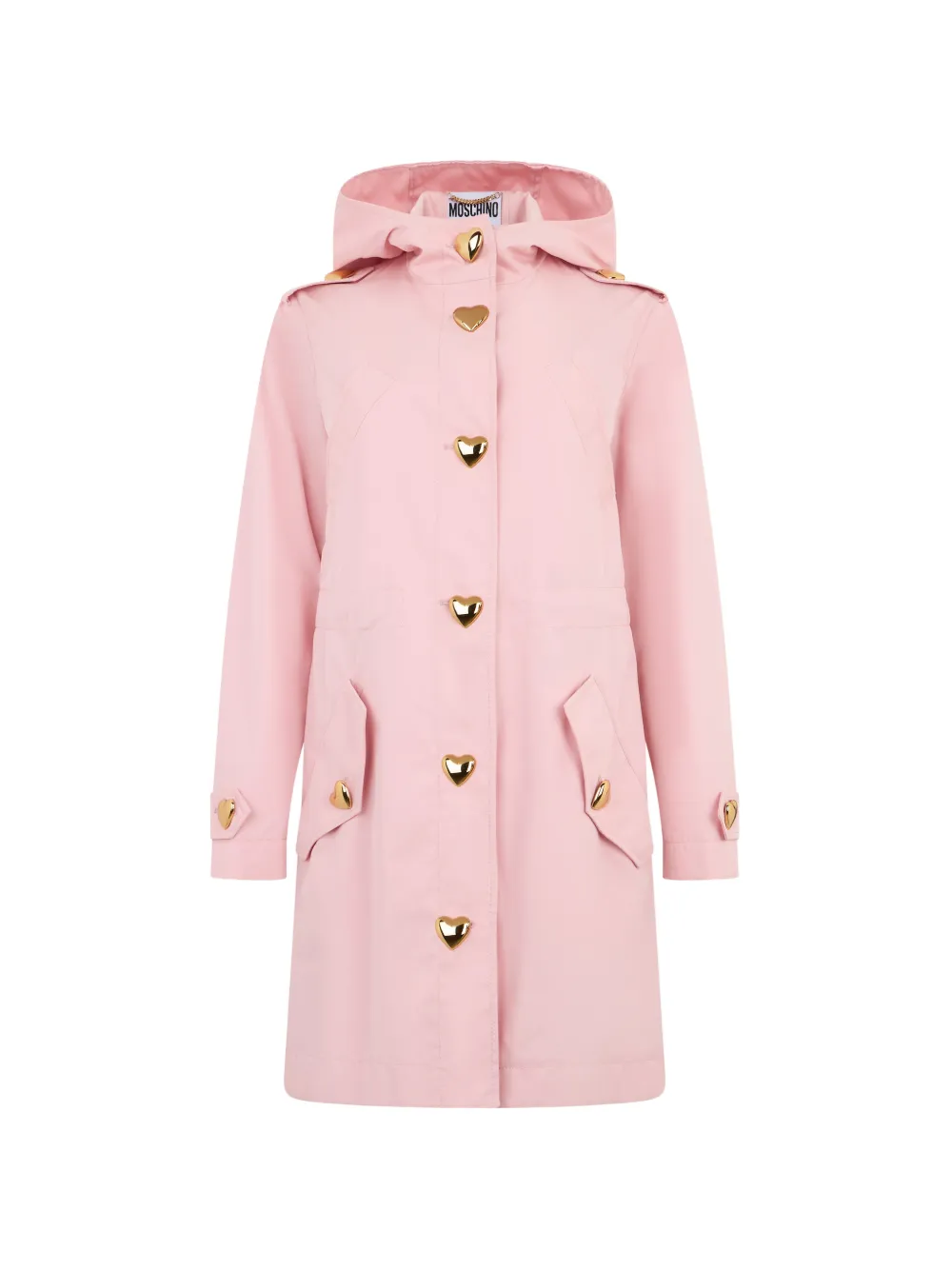 Moschino heart-button hooded parka coat - Rosa