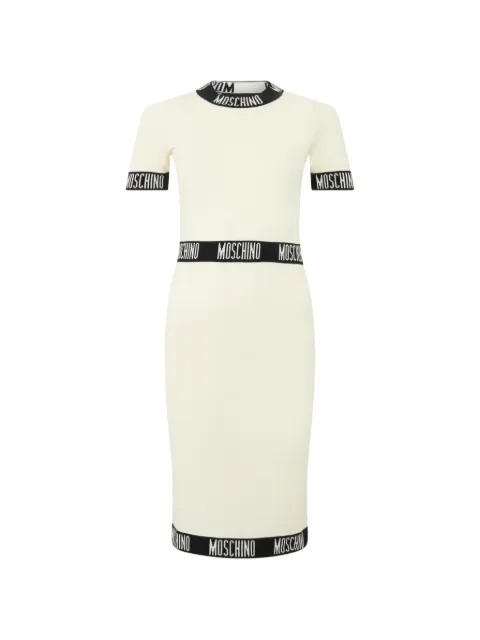 Moschino logo-trim virgin wool midi dress