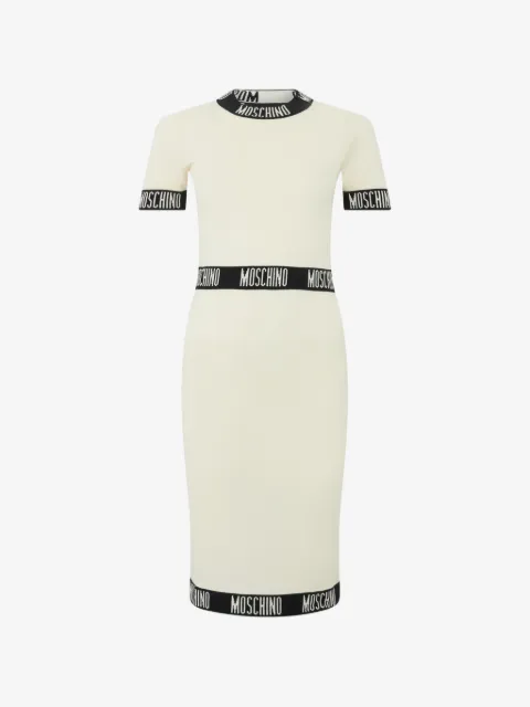 Moschino logo-trim virgin wool midi dress