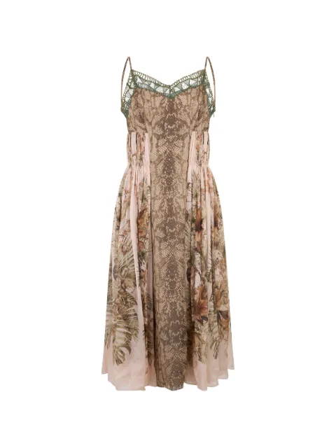 Alberta Ferretti vestido midi con estampado de serpiente