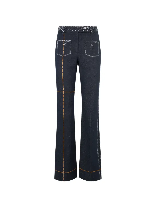 Moschino Contrast-stitch Flared Jeans in Blue