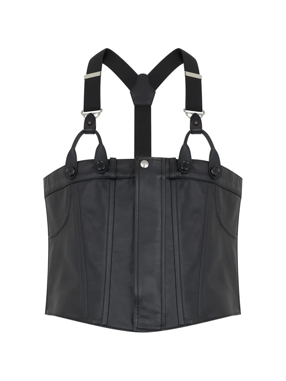 Moschino corset-style leather jacket - Schwarz