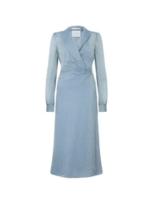FENDI アイスブルーワンピース FENDI long-sleeve Ribbed Midi Dress | Blue | FARFETCH