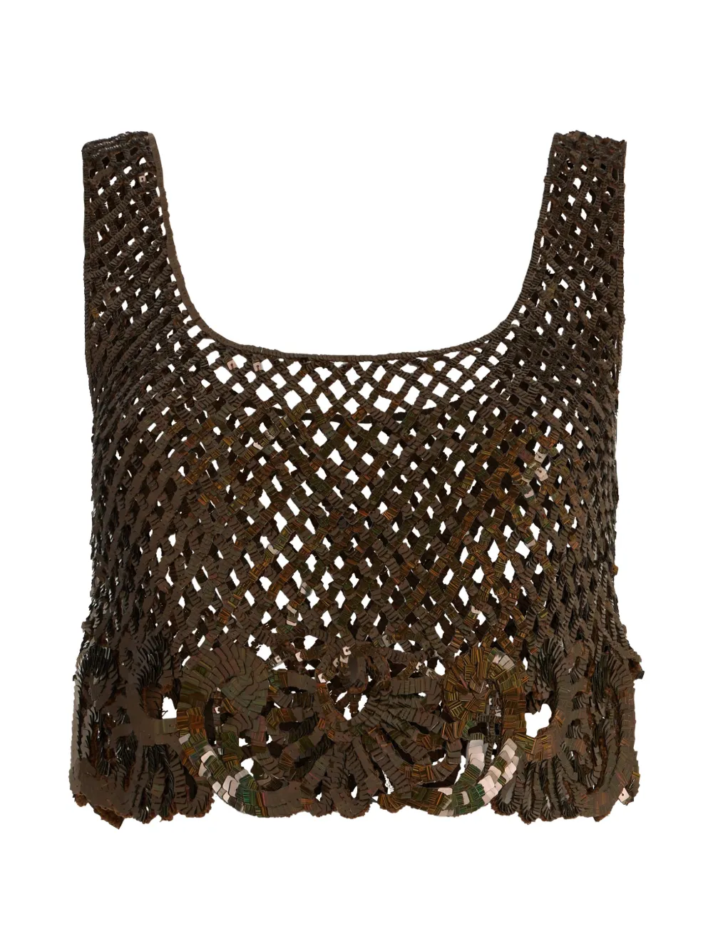 Alberta Ferretti sequin-embellished cropped top - Brown