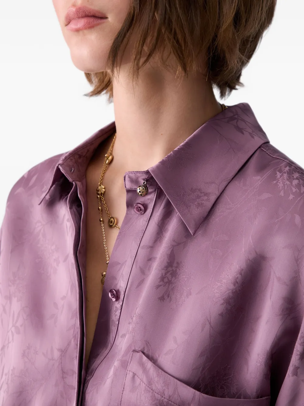 LIU JO Midi-jurk van satijn jacquard Roze