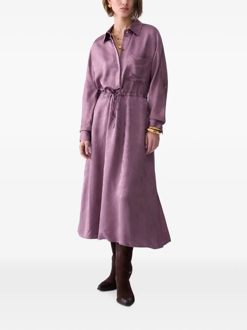 LIU JO Midi-jurk van satijn jacquard Roze