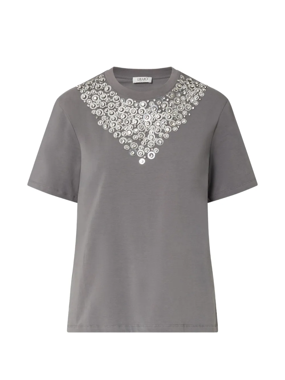 LIU JO T-shirt with jewel embroidery - Grigio