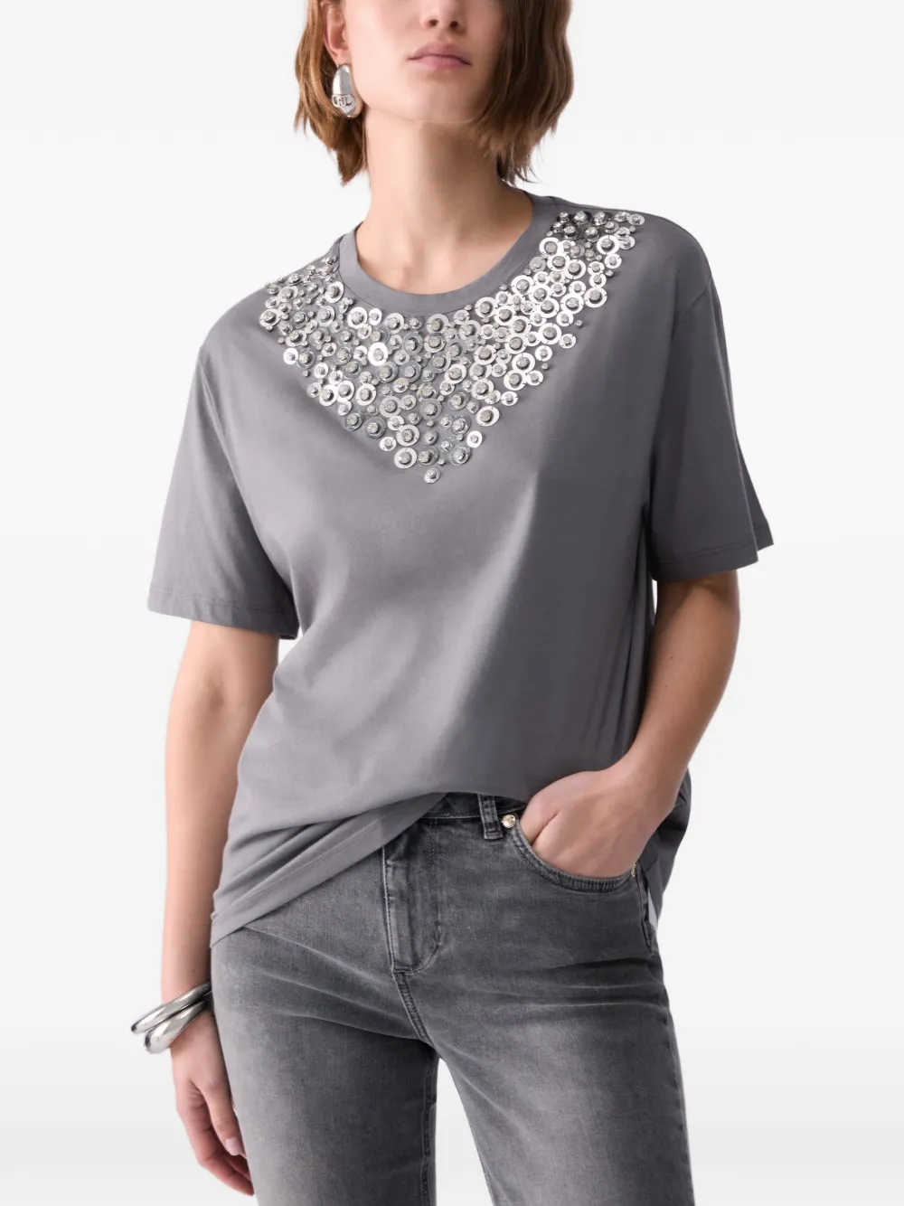 LIU JO T-shirt met borduurwerk Grijs