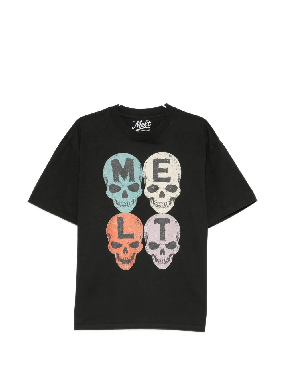 Melt skull-print T-shirt - Schwarz