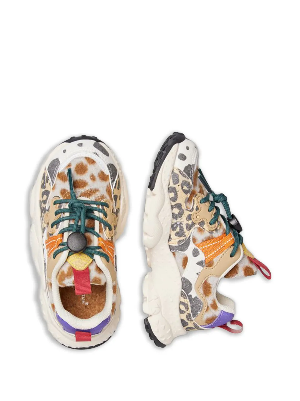 FLOWER MOUNTAIN KIDS Yamano 3 animal-print toggle-fastening sneakers Beige