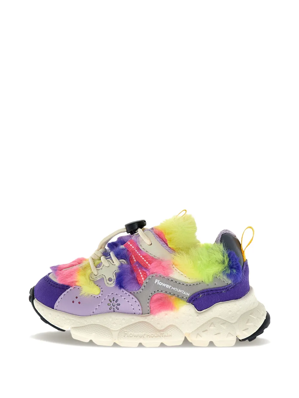 FLOWER MOUNTAIN KIDS faux-fur panelled sneakers Paars