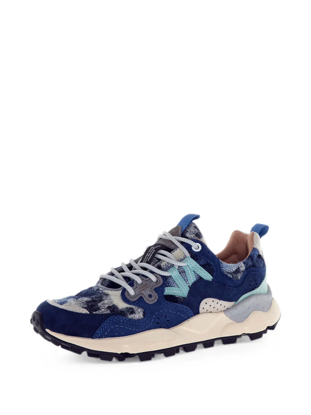 FLOWER MOUNTAIN KIDS Yamano 3 panelled lace-up sneakers Blauw