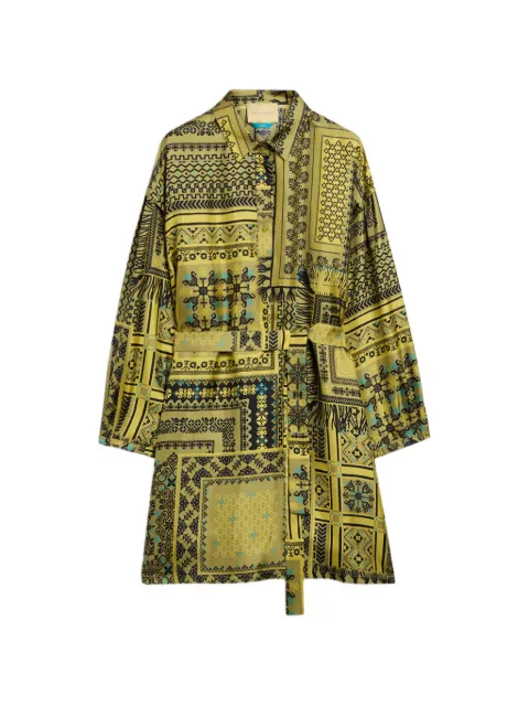 MOMONÌ Uma printed-silk blouson mini dress
