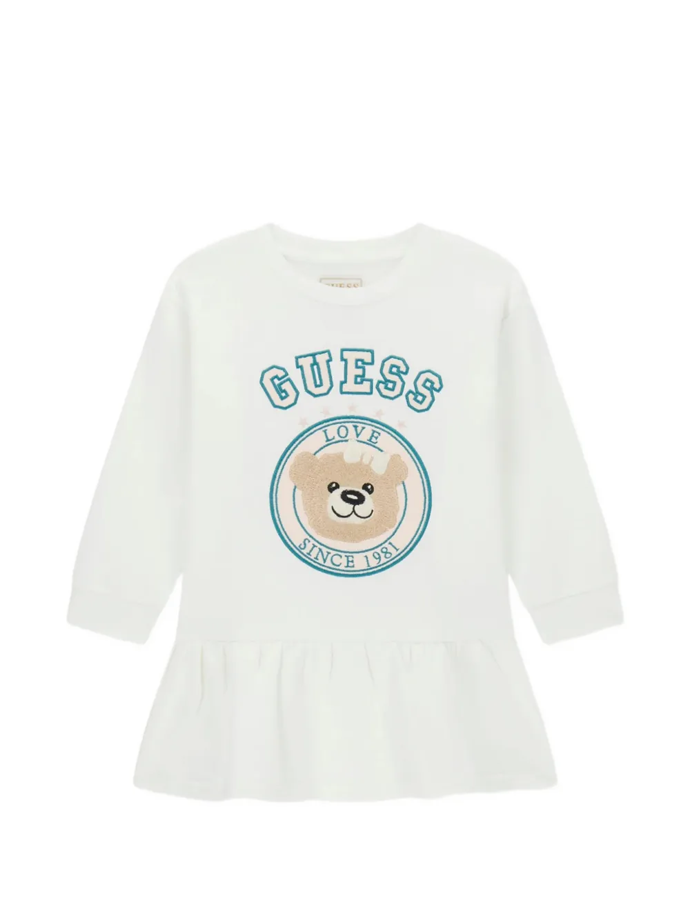 guess kids logo-print ruffled dress - Bianco