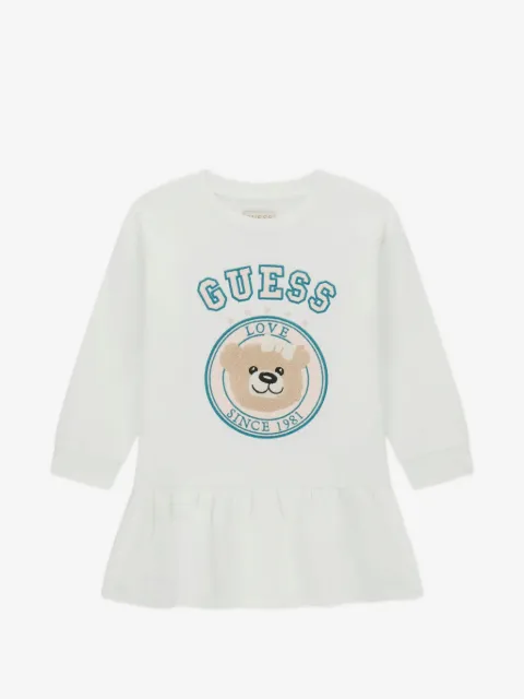 guess kids vestido con logo estampado y volantes