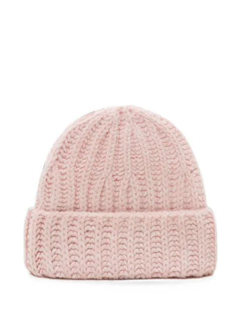 Closed ribbed-knit beanie hat