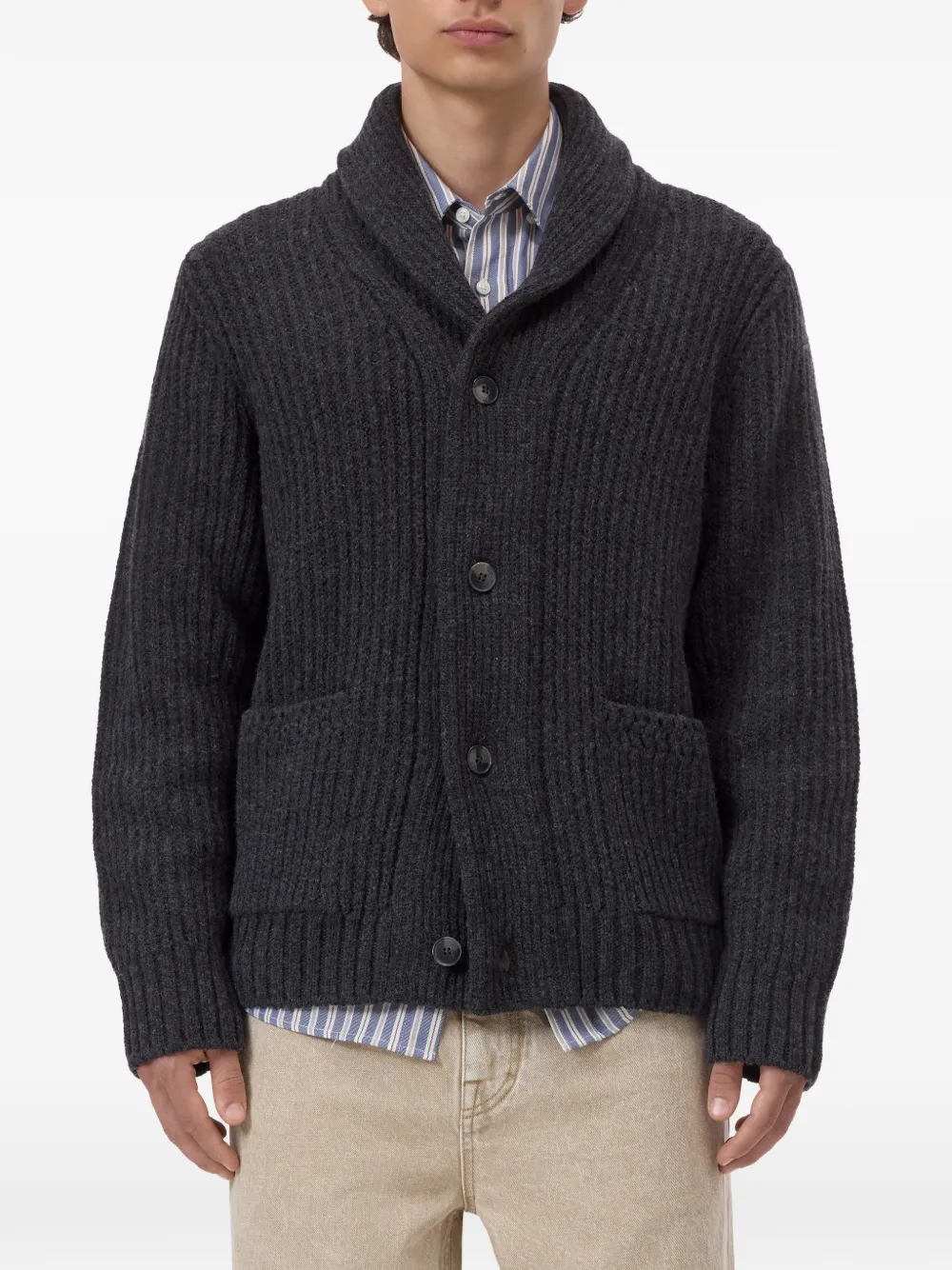 Closed Vest met sjaalkraag Grijs
