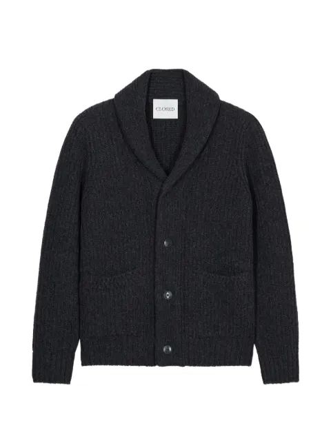 Closed ribbed shawl-collar cardigan