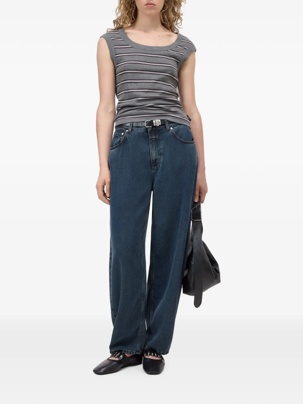 Closed T-shirt met kapmouwen Grijs