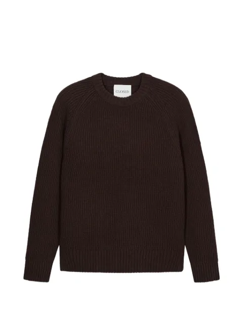 Closed ribbed-knit raglan-sleeve sweater