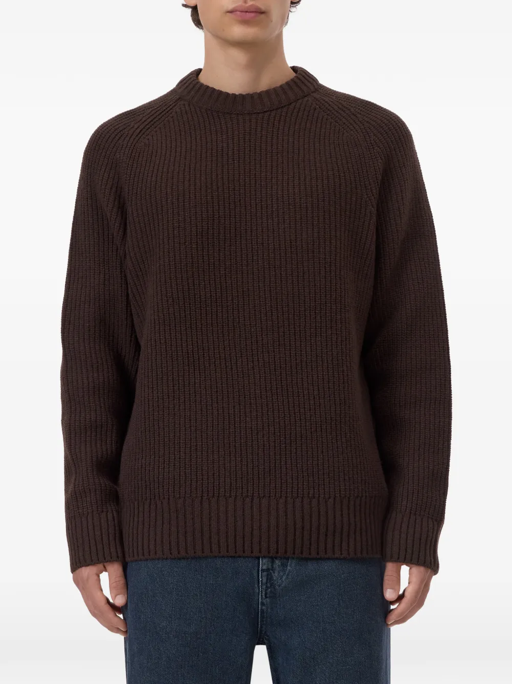 Closed Ribgebreide trui met raglan mouwen Bruin