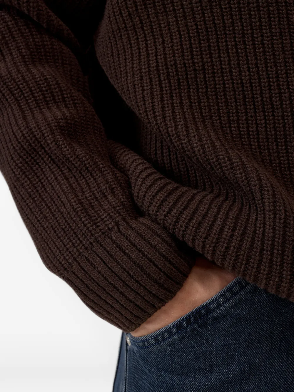 Closed Ribgebreide trui met raglan mouwen Bruin
