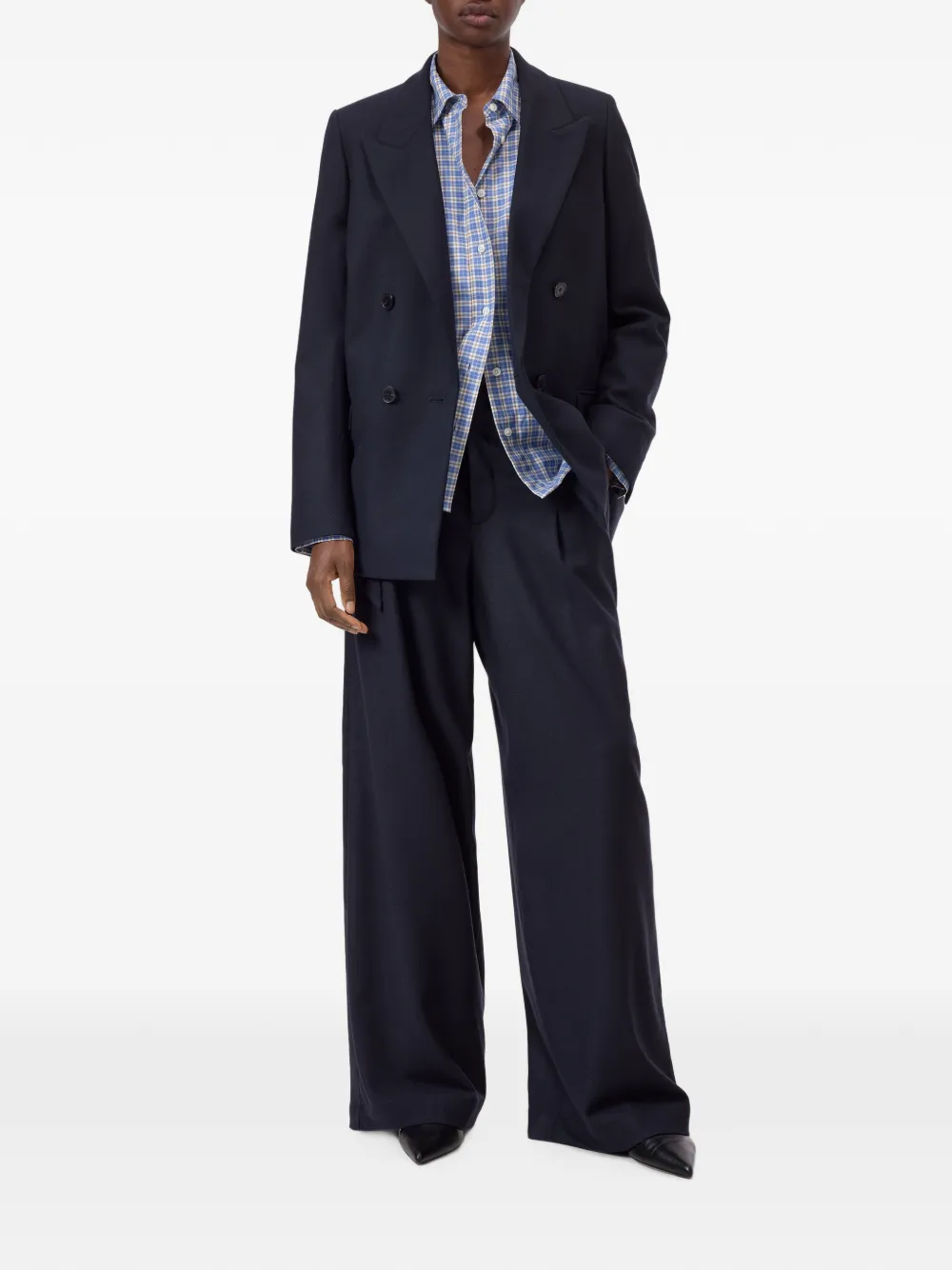 Closed Wes belted wide-leg trousers Blauw