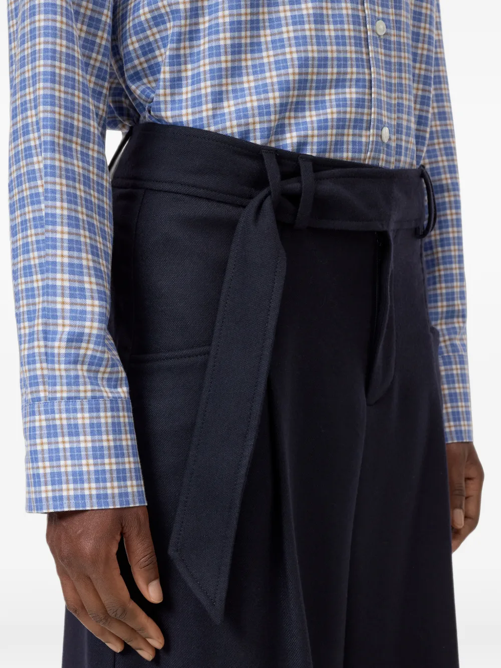 Closed Wes belted wide-leg trousers Blauw