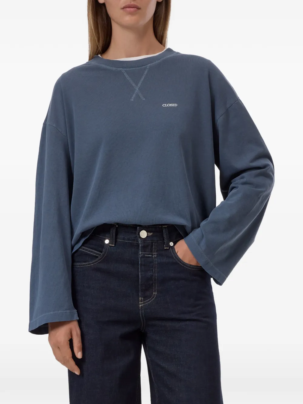 Closed T-shirt met logoprint Blauw