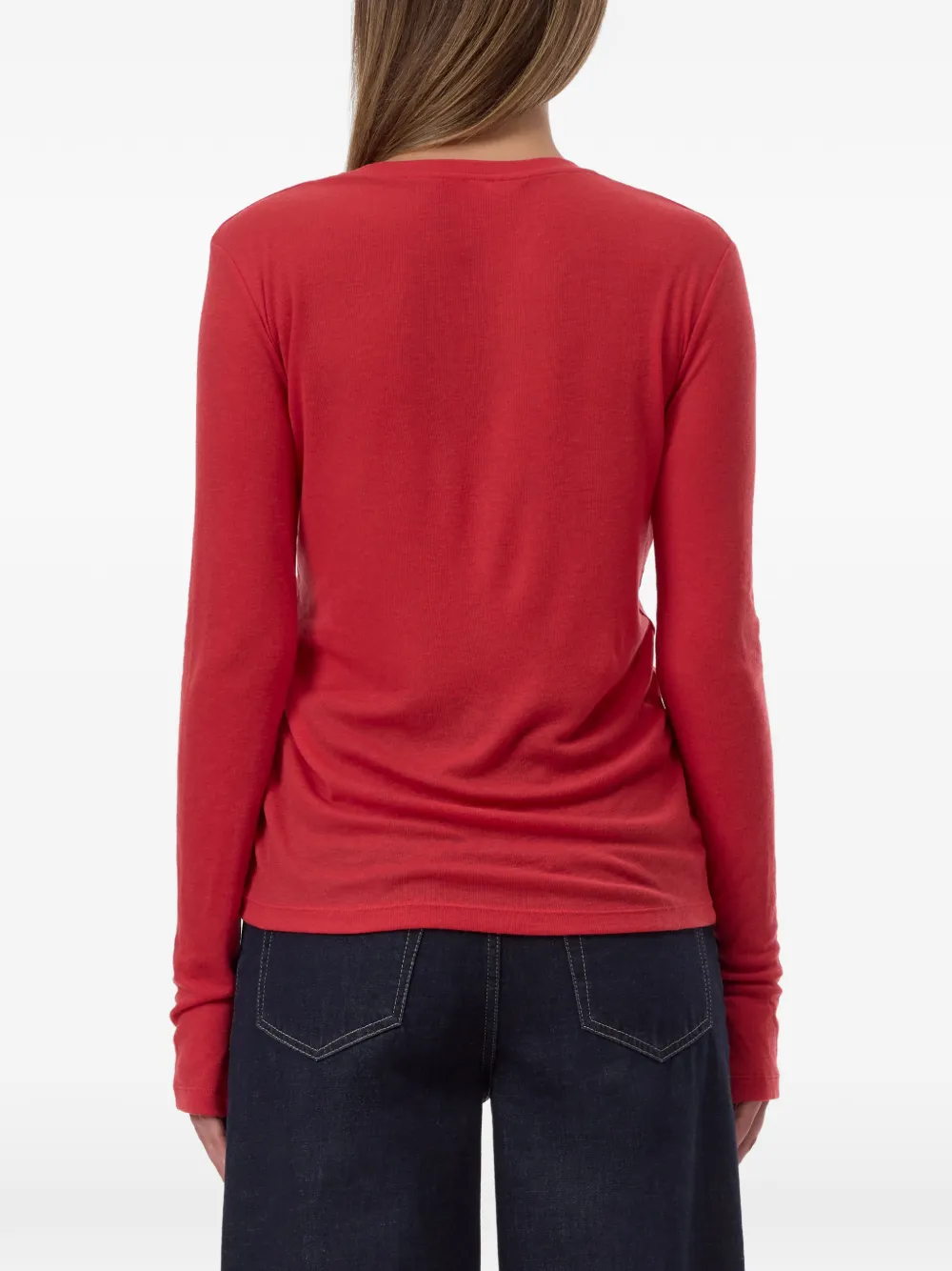 Closed T-shirt met lange mouwen en manchetten met split Rood