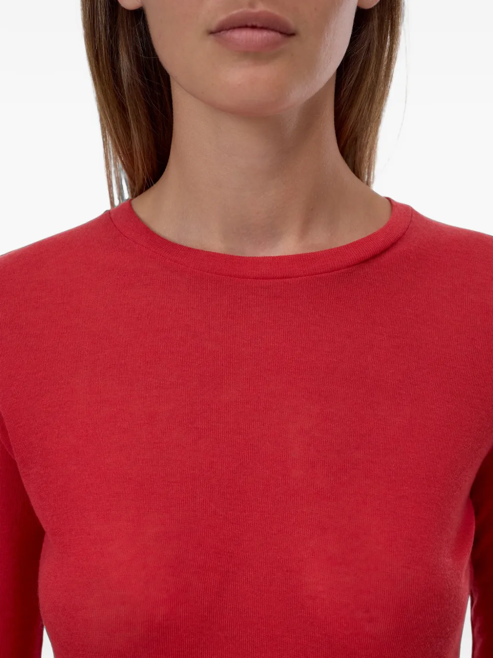 Closed T-shirt met lange mouwen en manchetten met split Rood