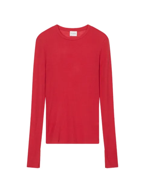 Closed long-sleeve slit-cuff T-shirt
