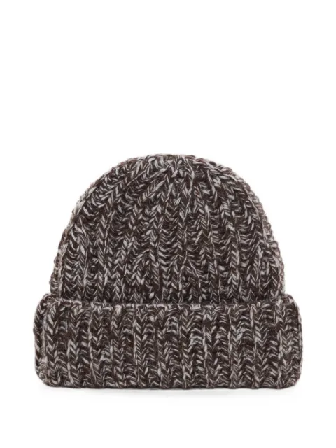 Closed ribbed-knit beanie hat