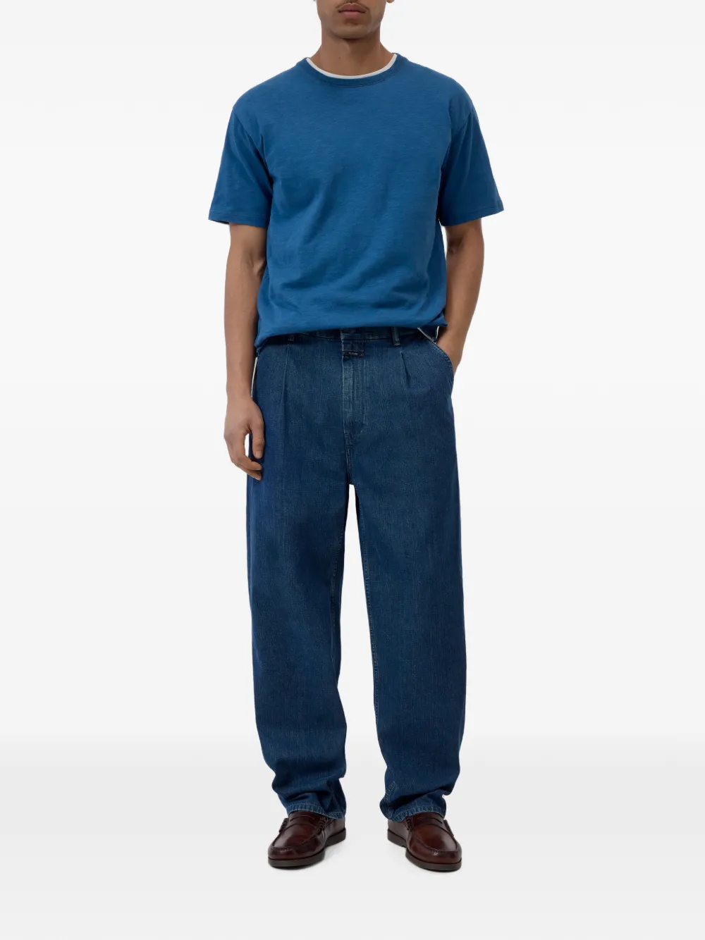 Closed T-shirt met ronde hals Blauw