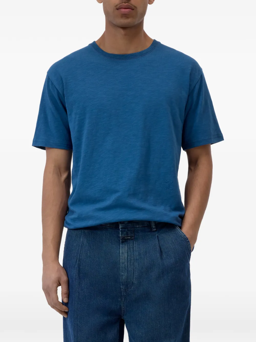 Closed T-shirt met ronde hals Blauw