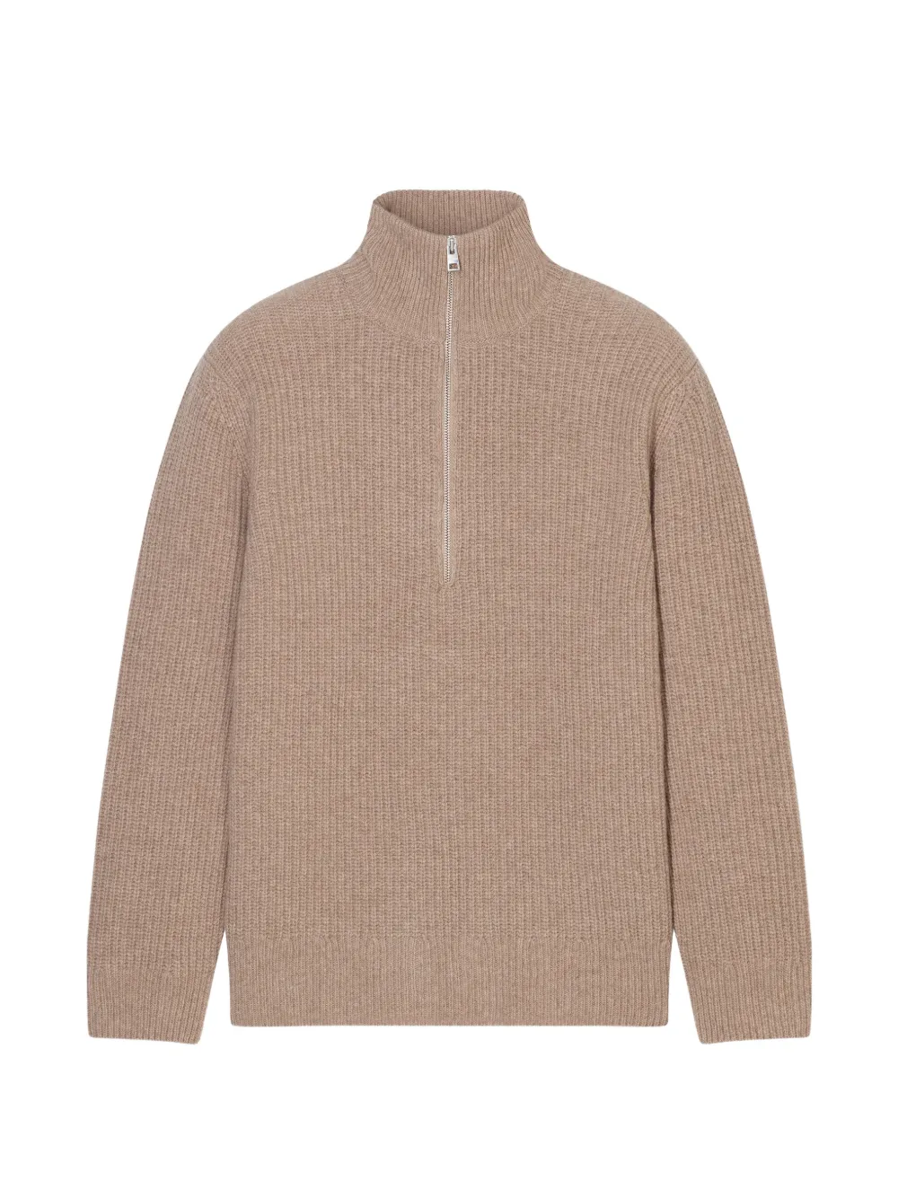 Closed ribbed-knit half-zip sweater - Toni neutri