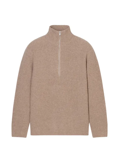 Closed ribbed-knit half-zip sweater